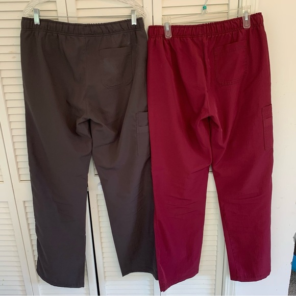 Lot of 2 WonderWink Women’s Tall Cargo Scrub Pants Sz M Tall Grey Maroon 5214T - Picture 3 of 16